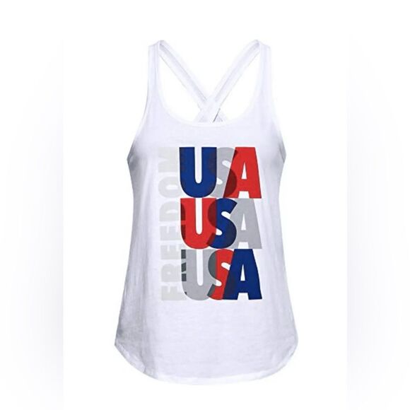 Under Armour UA Women's Freedom USA Olympic Criss Cross Open Back Running Tank S - Picture 3 of 9
